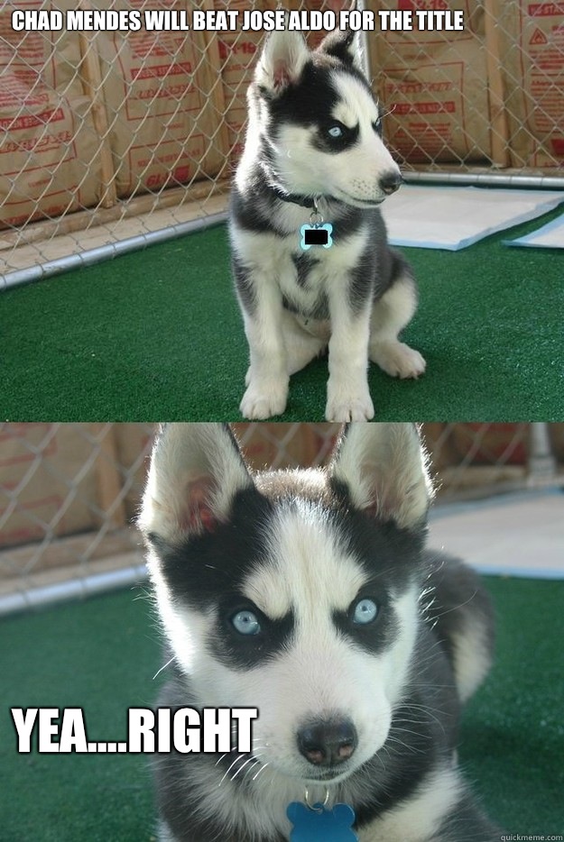 Chad Mendes will beat Jose Aldo for the title Yea....right  Insanity puppy