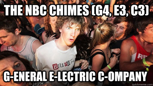 The NBC CHIMES (G4, E3, C3) G-eneral E-lectric C-ompany  Sudden Clarity Clarence
