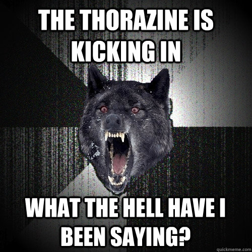 the thorazine is kicking in what the hell have i been saying?  Insanity Wolf
