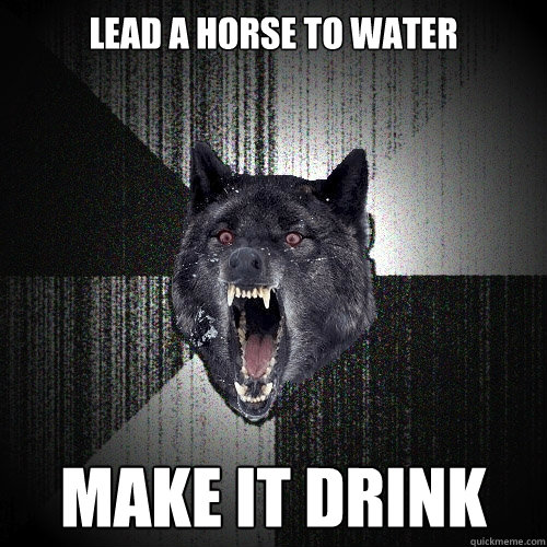 Lead a horse to water Make it drink  Insanity Wolf