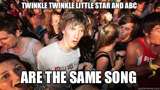 Twinkle twinkle little star and abc Are the same song - Twinkle twinkle little star and abc Are the same song  Sudden Clarity Clarence