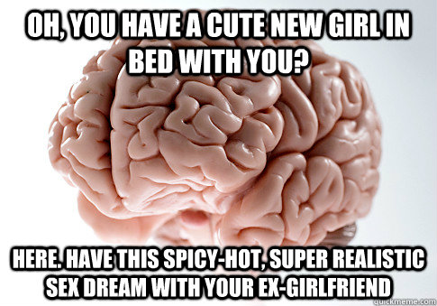 Oh, you have a cute new girl in bed with you? here. have this spicy-hot, super realistic sex dream with your ex-girlfriend  Scumbag Brain
