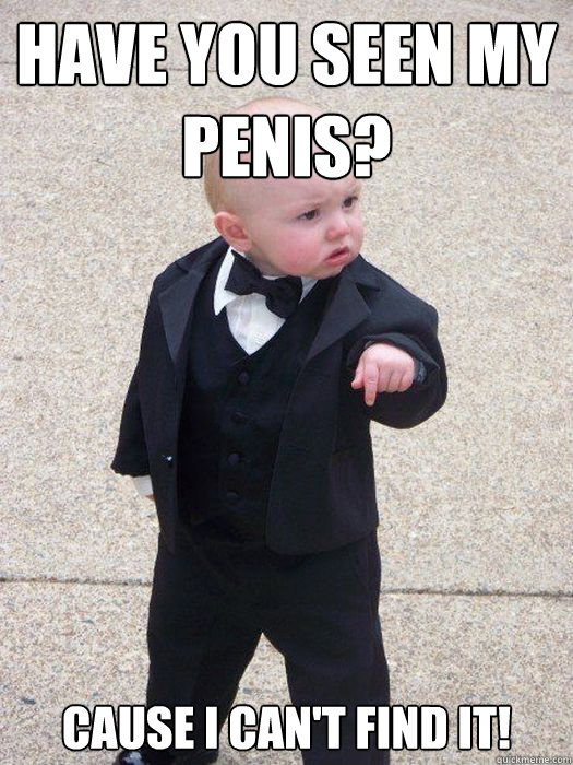Have you seen my penis? Cause I can't find it!  Baby Godfather