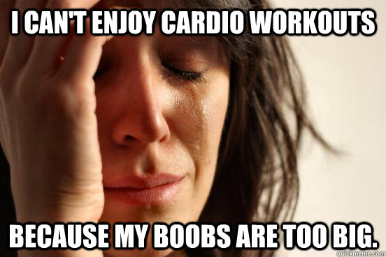 I can't enjoy cardio workouts because my boobs are too big.  First World Problems