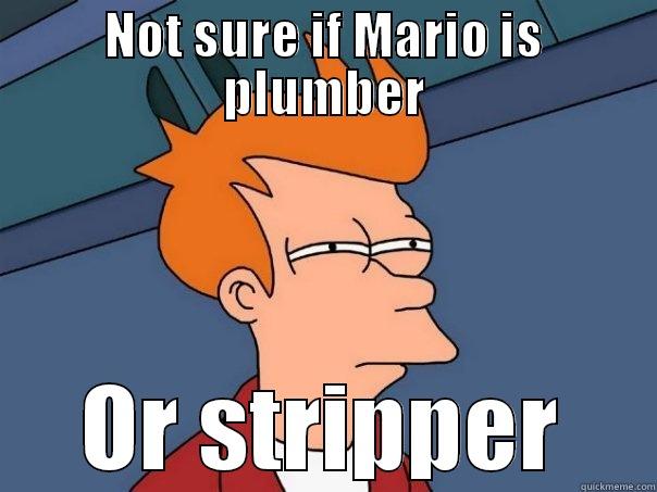 NOT SURE IF MARIO IS PLUMBER OR STRIPPER Futurama Fry