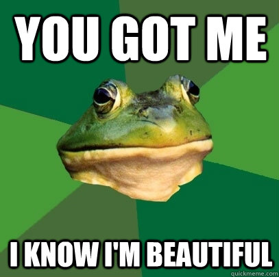 You got me  I know i'm beautiful  Foul Bachelor Frog
