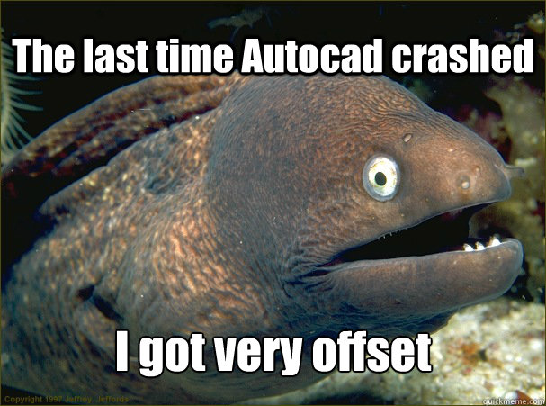 The last time Autocad crashed I got very offset - The last time Autocad crashed I got very offset  Bad Joke Eel