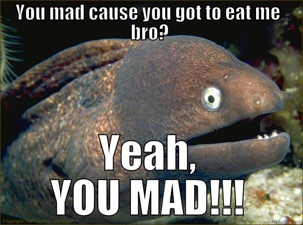 YOU MAD CAUSE YOU GOT TO EAT ME  BRO? YEAH, YOU MAD!!! Bad Joke Eel