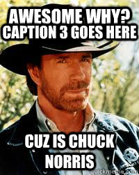 Awesome why? Cuz is Chuck Norris Caption 3 goes here - Awesome why? Cuz is Chuck Norris Caption 3 goes here  CUZ HE IS CHUCK NORRIS