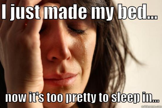 I JUST MADE MY BED...     NOW IT'S TOO PRETTY TO SLEEP IN... First World Problems