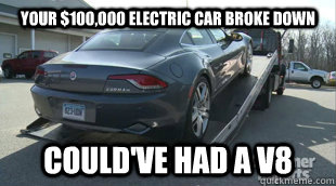 your $100,000 electric car broke down Could've had a V8 - your $100,000 electric car broke down Could've had a V8  electric car fail