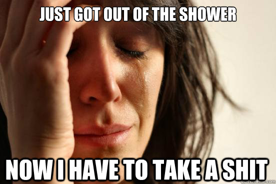 Just got out of the shower now i have to take a shit  First World Problems