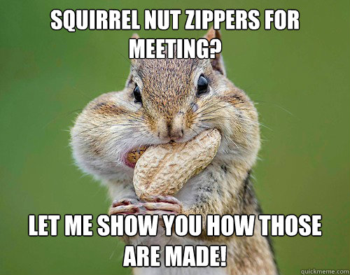 SQUIRREL NUT ZIPPERS FOR MEETING? LET ME SHOW YOU HOW THOSE ARE MADE!  