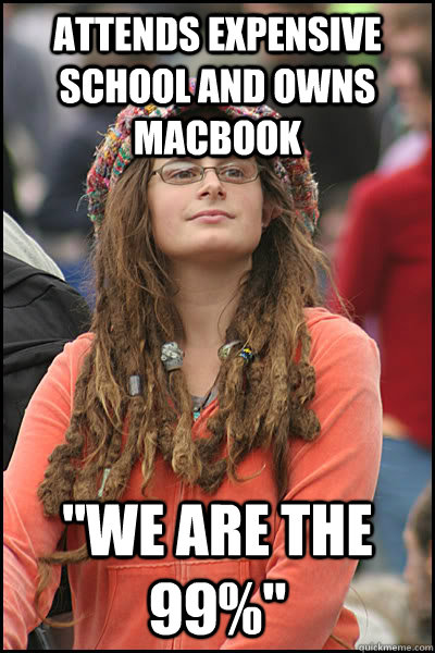 Attends Expensive School and owns macbook 