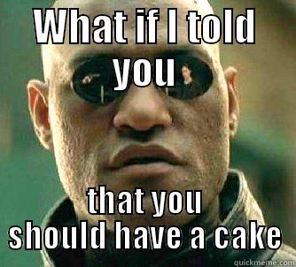 WHAT IF I TOLD YOU THAT YOU SHOULD HAVE A CAKE Matrix Morpheus