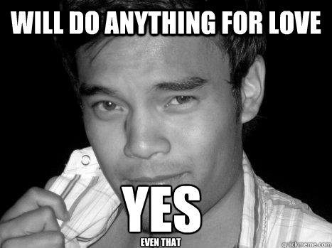 WILL DO ANYTHING FOR LOVE YES EVEN THAT  
