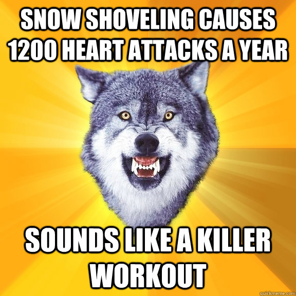 Snow SHOVELING CAUSES 1200 HEart attacks a year sounds like a killer workout - Snow SHOVELING CAUSES 1200 HEart attacks a year sounds like a killer workout  Courage Wolf