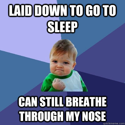 Laid down to go to sleep can still breathe through my nose - Laid down to go to sleep can still breathe through my nose  Success Kid