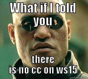 WHAT IF I TOLD YOU THERE IS NO CC ON WS15 Matrix Morpheus