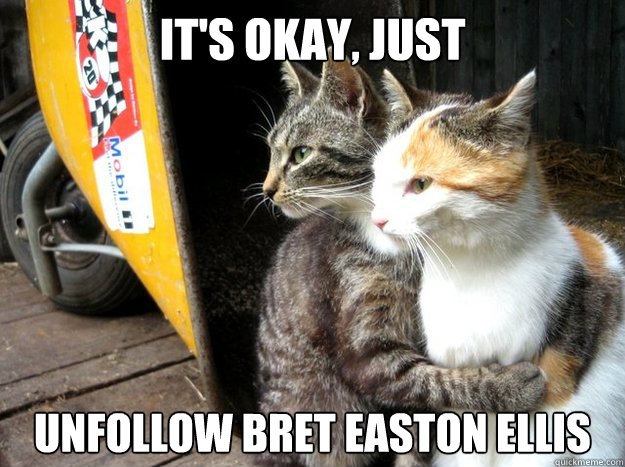 it's okay, just unfollow Bret Easton Ellis  Restraining Cat