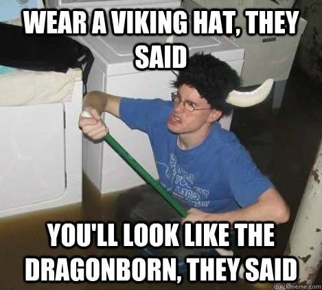 wear a viking hat, they said you'll look like the dragonborn, they said  They said