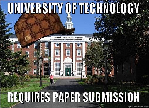 Sweet Irony - UNIVERSITY OF TECHNOLOGY REQUIRES PAPER SUBMISSION Scumbag University