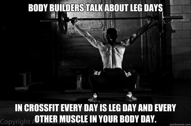 Body Builders talk about leg days In Crossfit every day is leg day and every other muscle in your body day. - Body Builders talk about leg days In Crossfit every day is leg day and every other muscle in your body day.  Misc