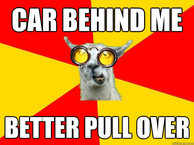 car behind me better pull over  Learner Driver Llama
