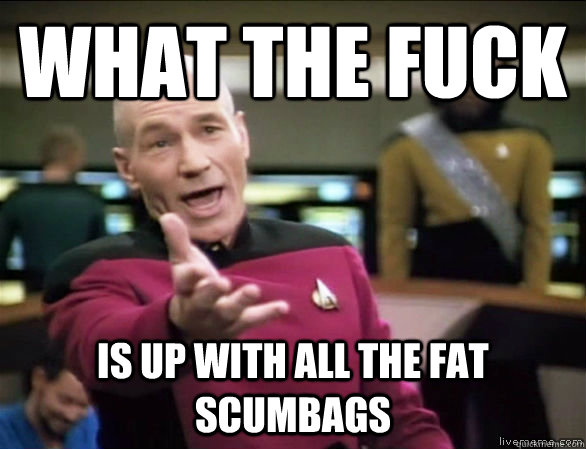 what the fuck is up with all the fat scumbags  Annoyed Picard HD