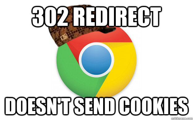 302 Redirect Doesn't send cookies - 302 Redirect Doesn't send cookies  Scumbag Chrome