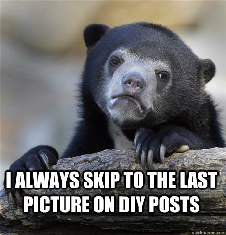 I ALWAYS SKIP TO THE LAST PICTURE ON DIY POSTS   Confession Bear