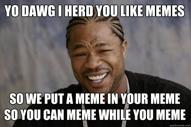 Yo dawg i herd you like memes so we put a meme in your meme so you can meme while you meme  Xzibit meme