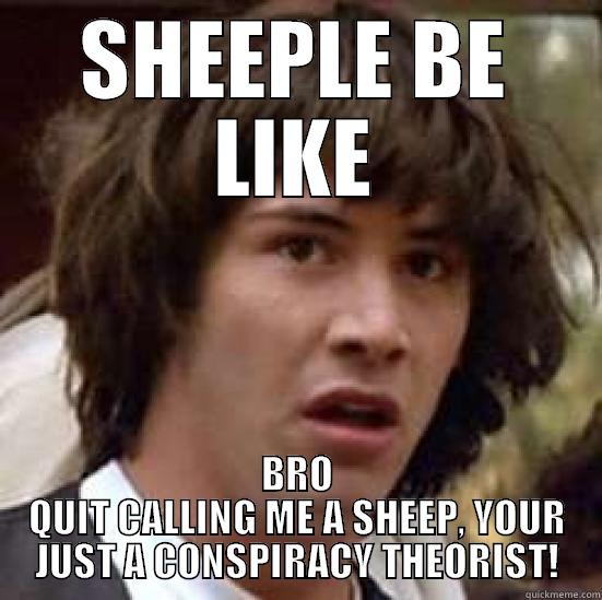 SHEEPLE BE LIKE BRO QUIT CALLING ME A SHEEP, YOUR JUST A CONSPIRACY THEORIST! conspiracy keanu