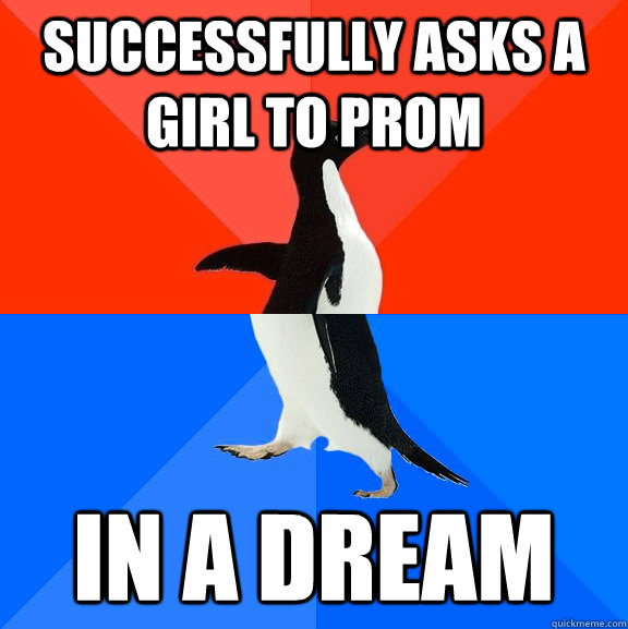 successfully Asks a girl to prom In a dream  Socially Awesome Awkward Penguin