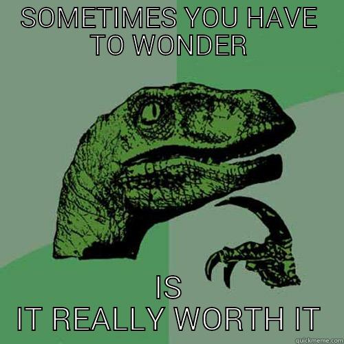 SOMETIMES YOU HAVE TO WONDER IS IT REALLY WORTH IT Philosoraptor