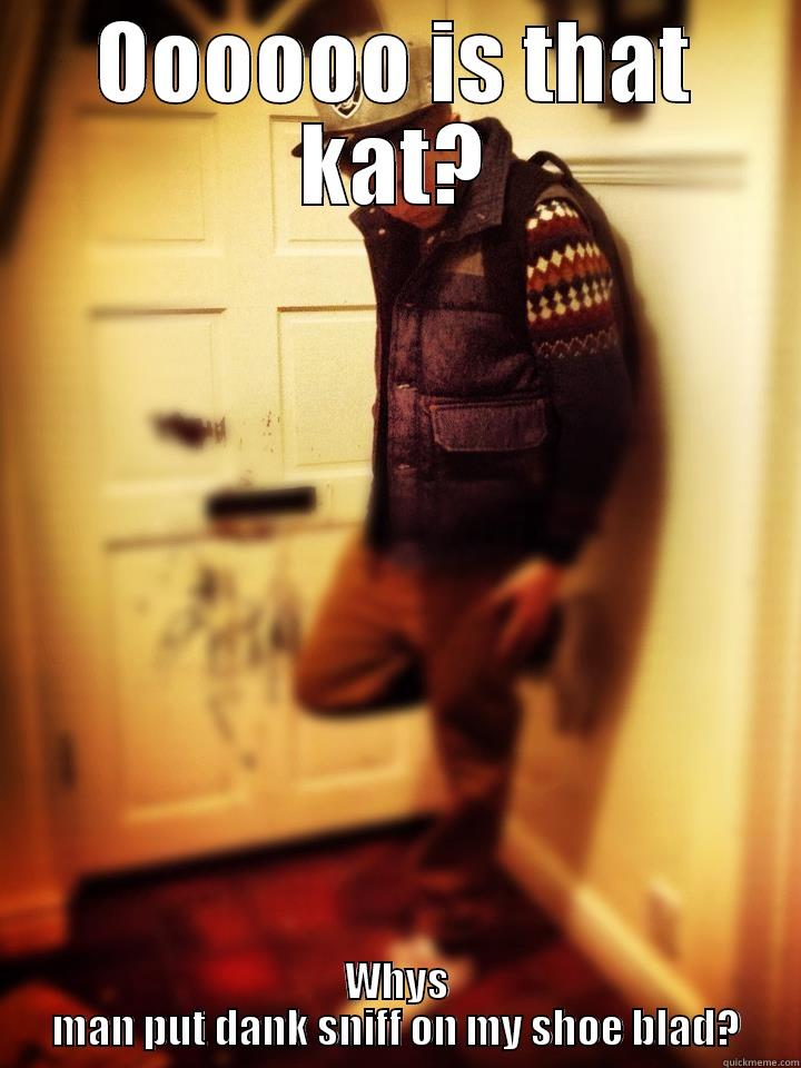 OOOOOO IS THAT KAT? WHYS MAN PUT DANK SNIFF ON MY SHOE BLAD? Misc
