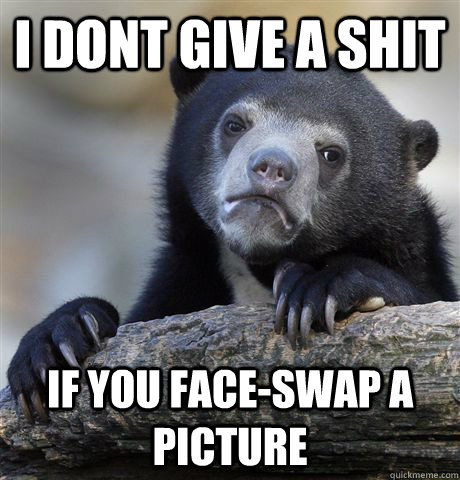 I dont give a shit if you face-swap a picture  Confession Bear