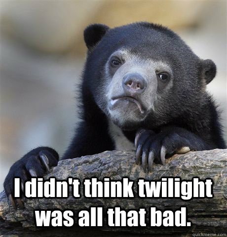  I didn't think twilight was all that bad.  Confession Bear