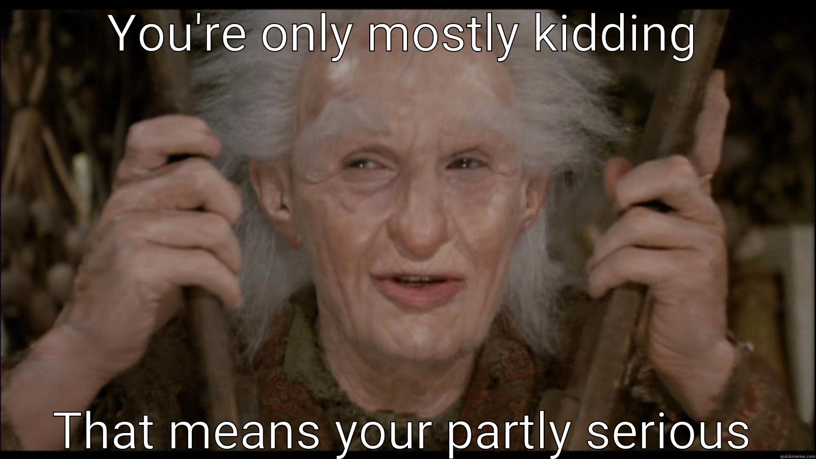 YOU'RE ONLY MOSTLY KIDDING THAT MEANS YOUR PARTLY SERIOUS Misc
