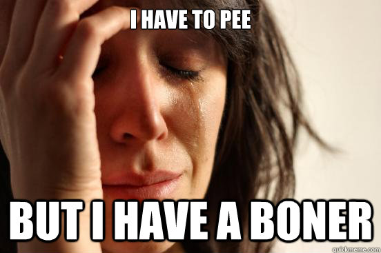 I have to pee But I have a boner  First World Problems