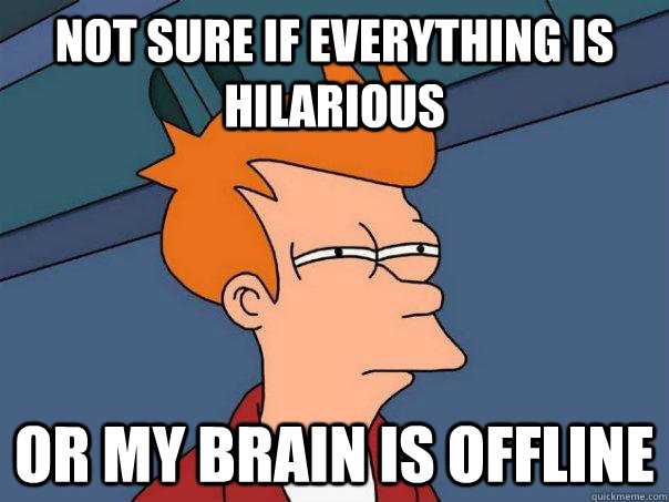 Not sure if everything is hilarious Or my brain is offline - Not sure if everything is hilarious Or my brain is offline  Futurama Fry