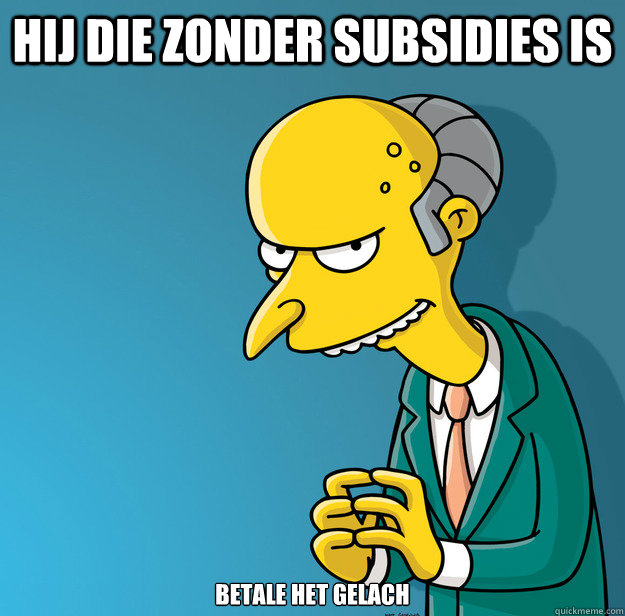 Hij die zonder subsidies is betale het gelach  Mr Stef Blok Burns