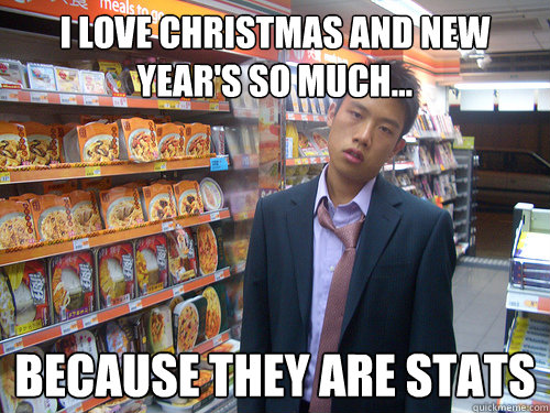 I love Christmas and New Year's so much... Because they are stats  Disenchanted Young Professional