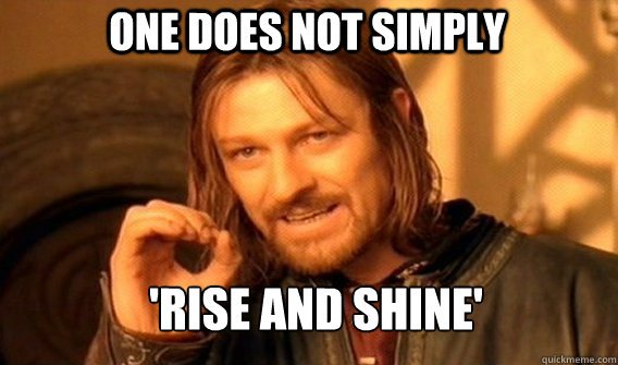 One does not simply 'Rise and shine'  Boromir