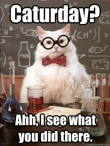 Caturday? Ahh, I see what you did there.  Chemistry Cat