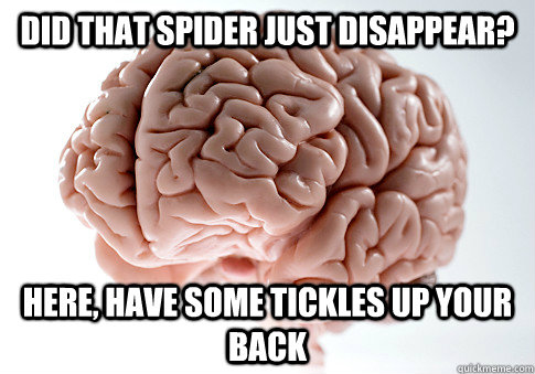 DID THAT SPIDER JUST DISAPPEAR? HERE, HAVE SOME TICKLES UP YOUR BACK   Scumbag Brain