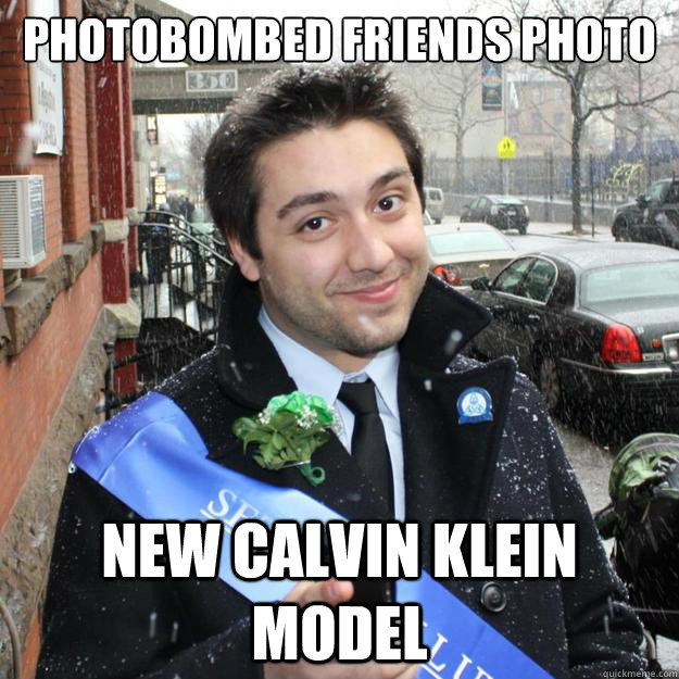 photobombed friends photo new calvin klein model  