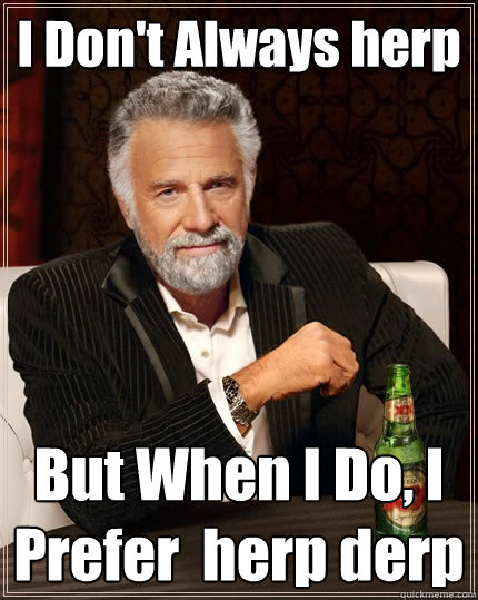 I Don't Always herp But When I Do, I Prefer  herp derp  The Most Interesting Man In The World