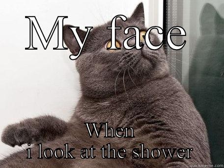 Scary shower - MY FACE WHEN I LOOK AT THE SHOWER conspiracy cat