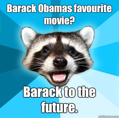 Barack Obamas favourite movie? Barack to the future.   Lame Pun Coon